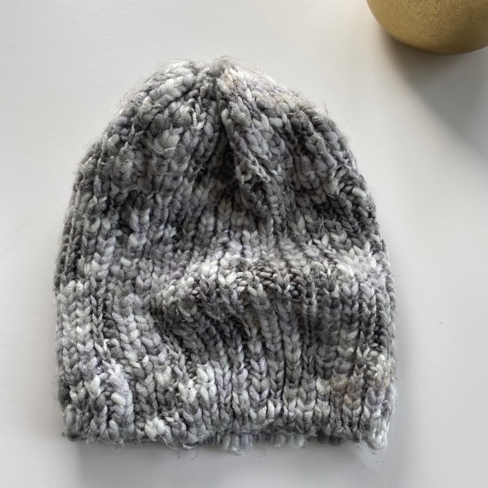 {Grey + White Marled Knit Hat}